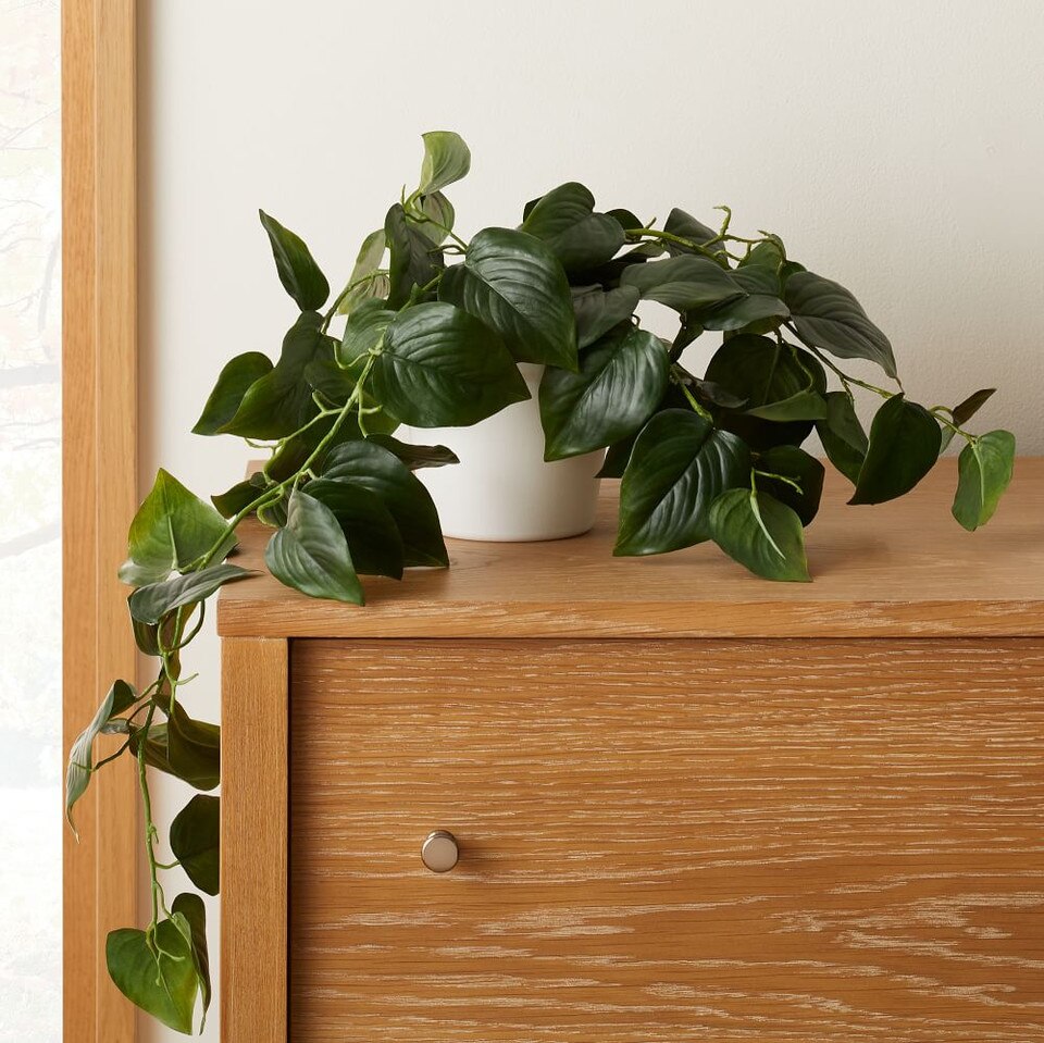 Faux Potted Green Philodendron