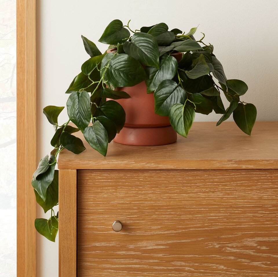 Faux Potted Green Philodendron